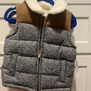 Baby Old Navy Gray and Brown Vest with Sherpa Collar